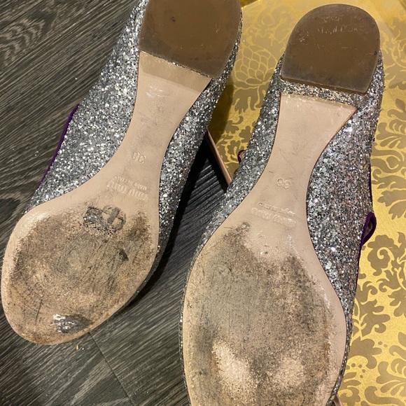 Miu Miu 40 Glitter Mary Jane Flats - Picture 7 of 7